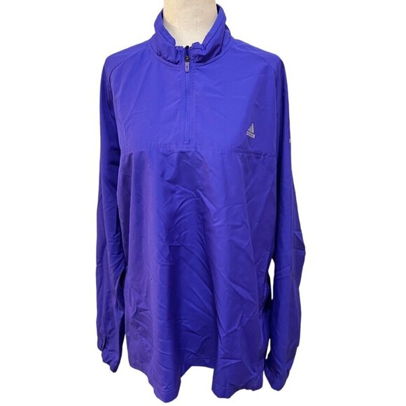 Adidas ClimaProof Running Blue Half-Zip Pullover Jacket Windbreaker L Polyester - Picture 15 of 15